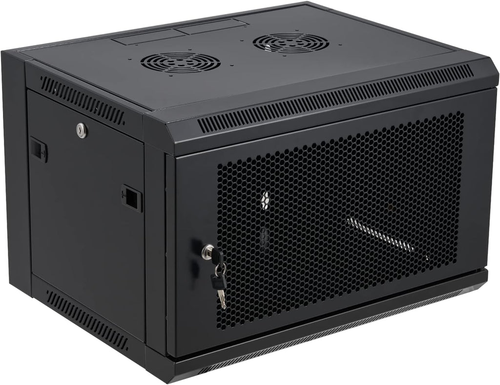 6U Wall Mount Network Server Cabinet with Locking Glass Door